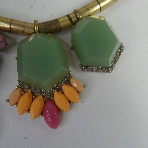 J. Crew Multi Strand Cord Statement Bib Necklace Career Rhinestone Colorful - Picture 4 of 8